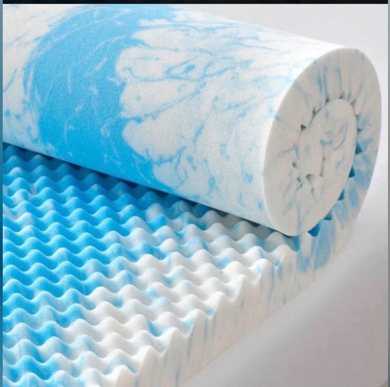 Blue Marbled Memory Foam Mattress Topper 77x37
