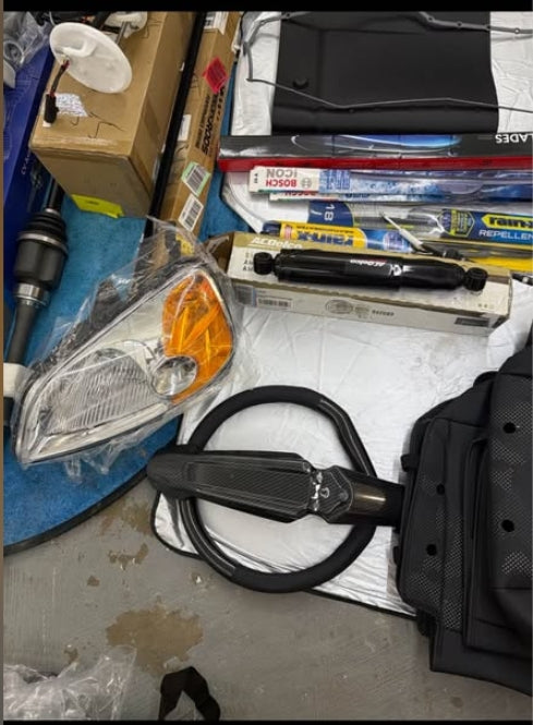 New Car Parts Bundle - Fuel Pump, Headlight, Steering Wheel, Shocks, Wipers & More