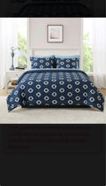 Navy Blue Geometric Comforter Set king size