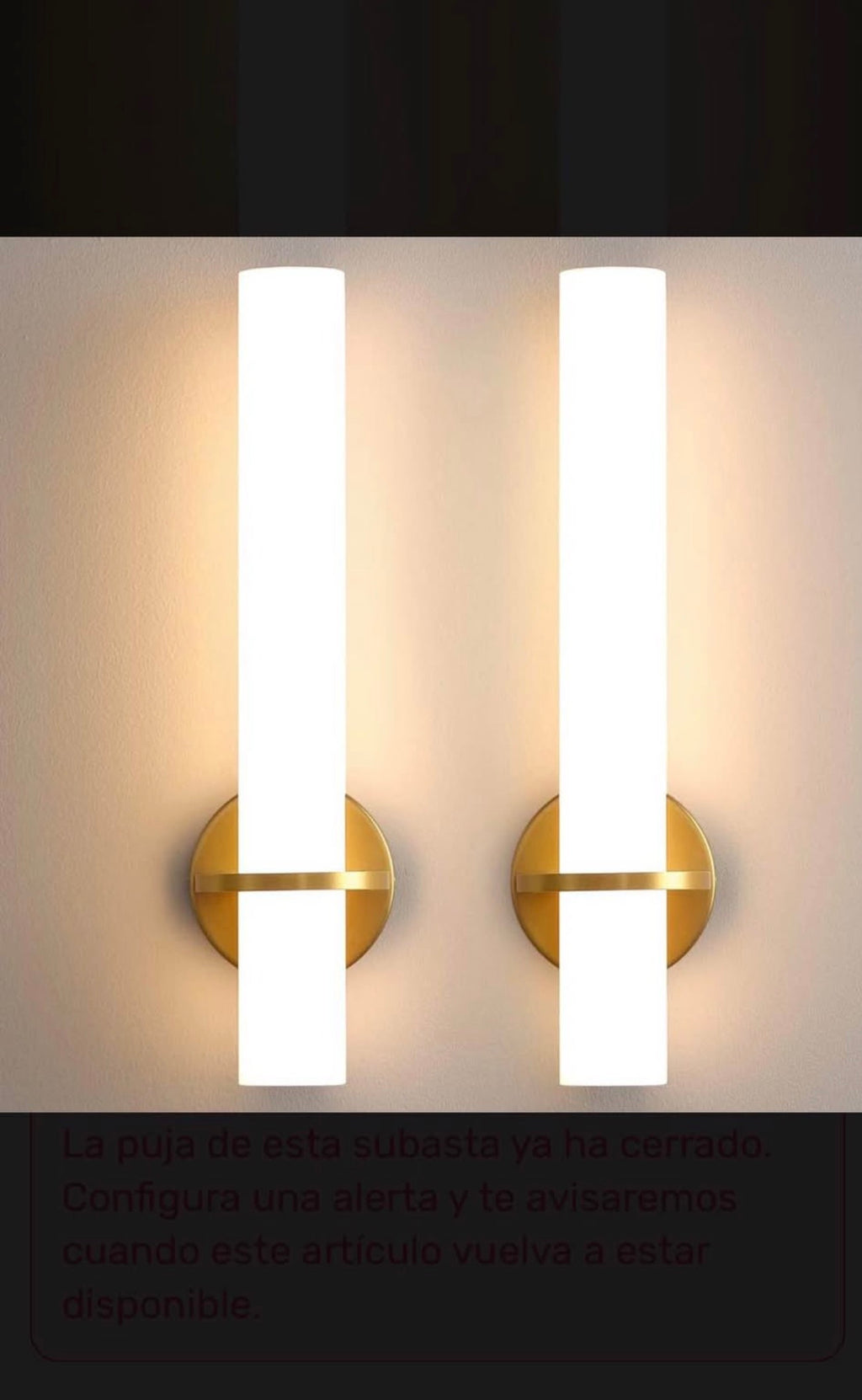 Pair of Modern Gold and Frosted Glass Wall Sconces