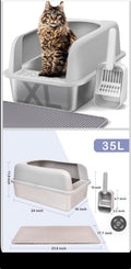 XL Cat Litter Box Set with Scoop and Mat