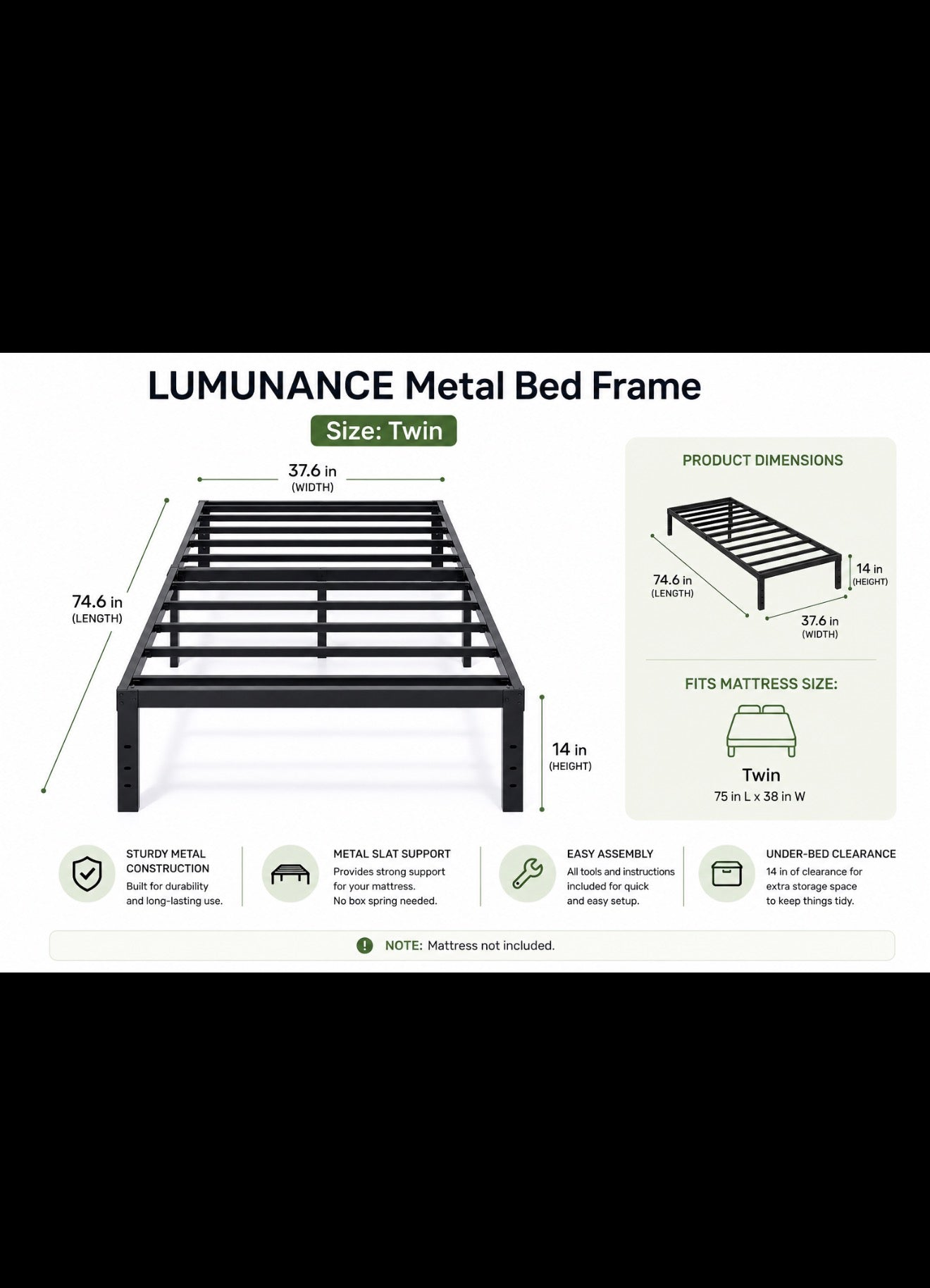LUMUNANCE Metal Bed Frame