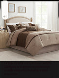 Brown and Tan Color Block Comforter Set