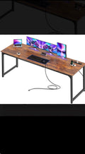 Large Industrial Computer Desk with Power Outlet