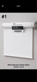 White Blackout Roller Blind 44"W x 72"H