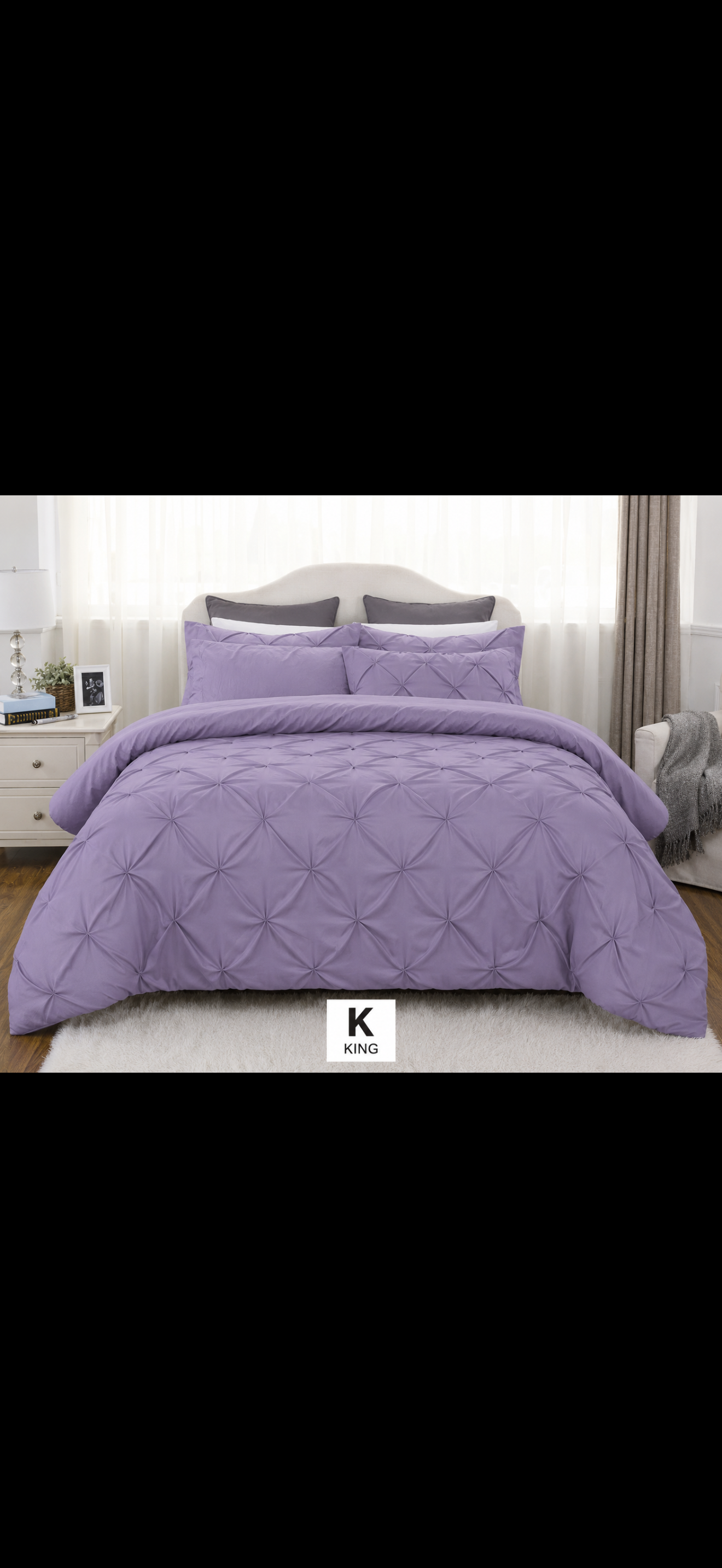 King Size Purple Pinch Pleat Comforter Set